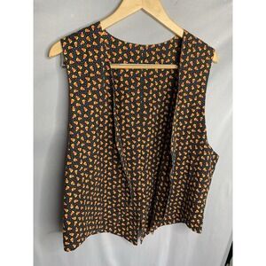 Women's XL Candy Corn Fall Halloween Vintage 90s Vest Open Front  Spooky‎ Granny